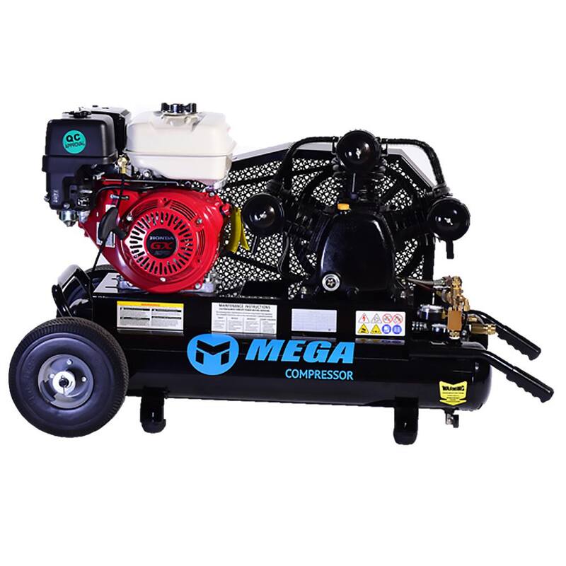Mega Compressor 10 Gal. 9 HP 150 PSI Portable Dual Wheeled Gas Air Compressor - MP-9010G