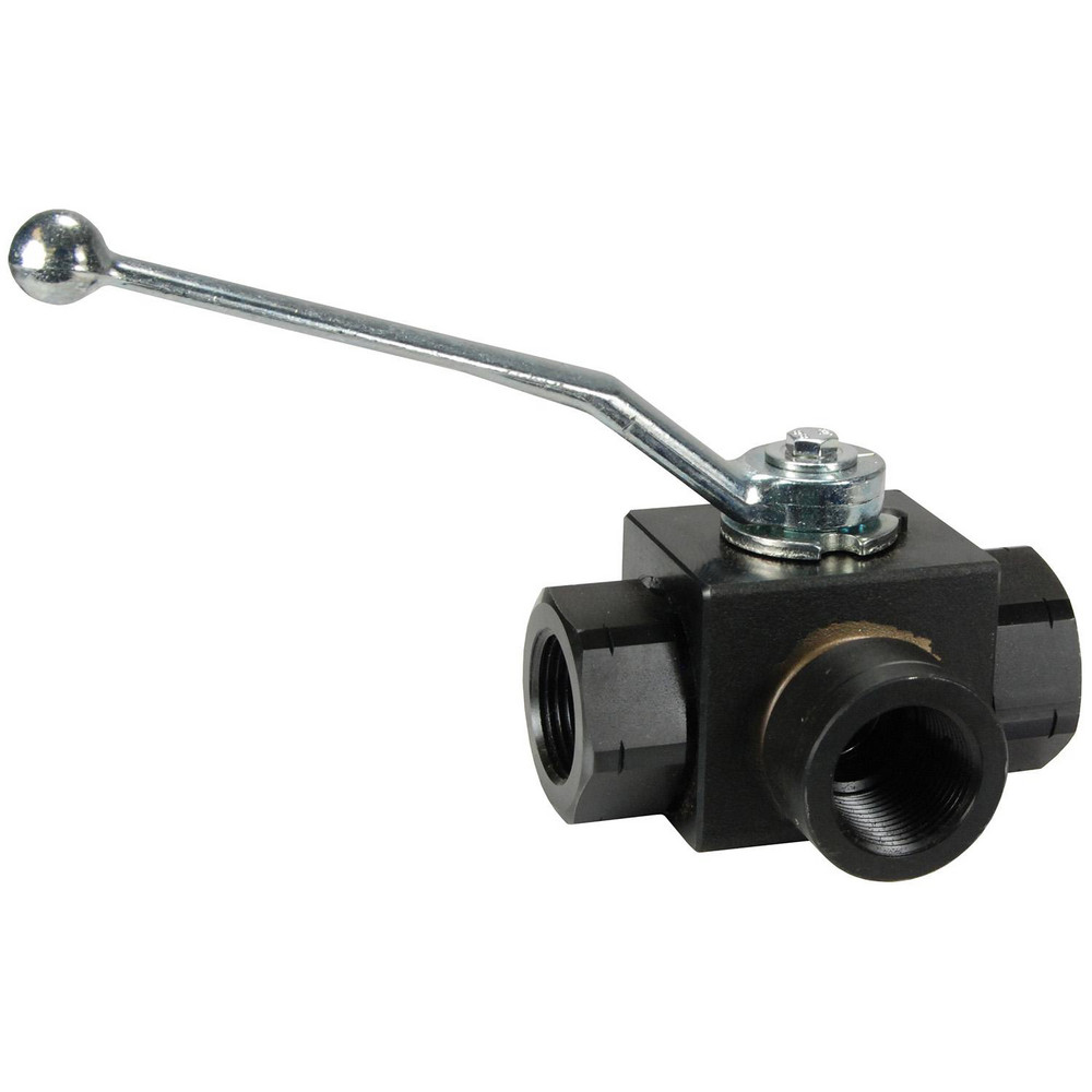 Dixon Valve & Coupling Full-Bore:  1/2" Pipe,  Female x Female Port,  Carbon Steel - HPBV12-3WAY