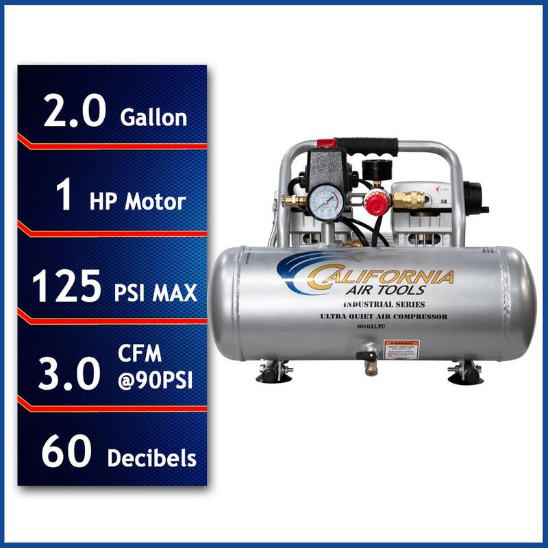 California Air Tools Industrial 2-Gal. 1 HP Ultra Quiet Oil-Free and Lightweight Electric Air Compressor - 2010ALFC