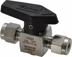 Parker 1/4" Pipe, 3,000 psi WOG Rating, 316 Stainless Steel, Inline, One Way Instrumentation Plug Valve - 4M-PR4-VT-SS