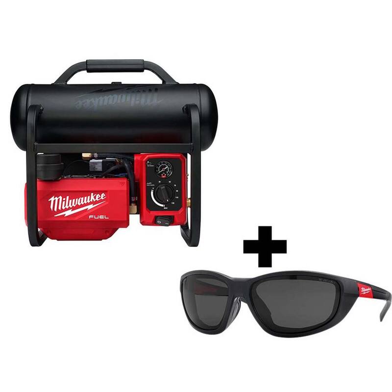 Milwaukee M18 FUEL 18-Volt Lithium-Ion Brushless 2 Gal. Electric Compact Quiet Compressor and Polarized Tinted Safety Glasses - 2840-20-48-73-2045