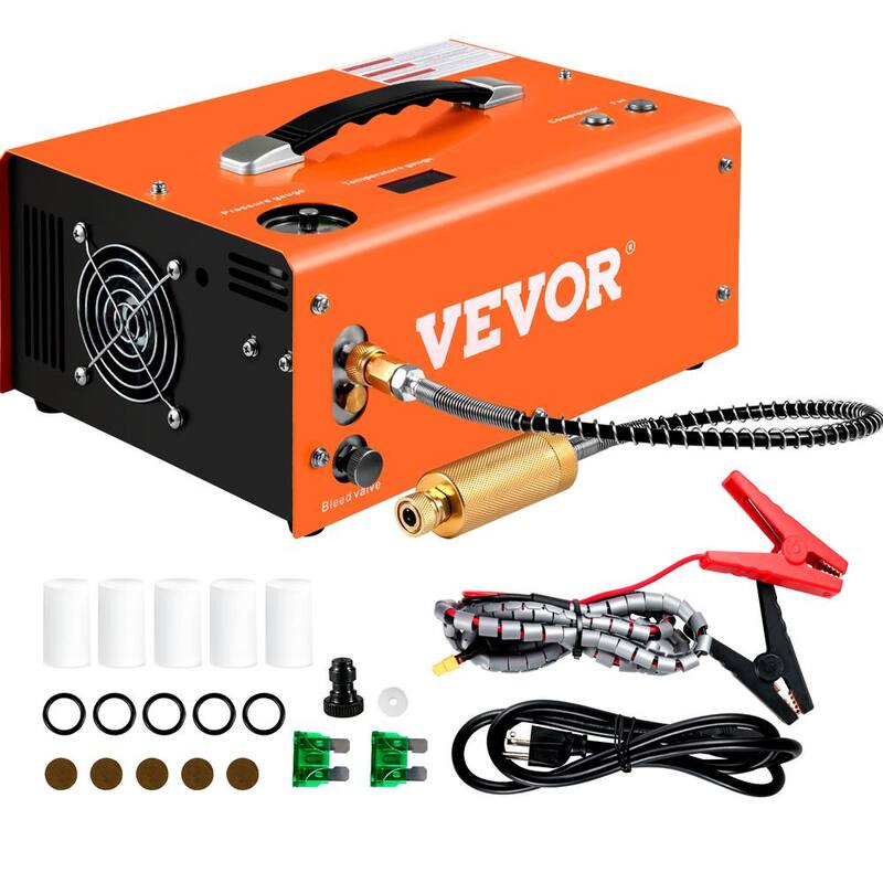 VEVOR PCP Air Rifle Pump 0.4 Gal. 4500 PSI Portable Electric Pancake Air Compressor 110/220-Volt AC with Built-in Adapter&Fan - G220V110V12V-8ZGGV1