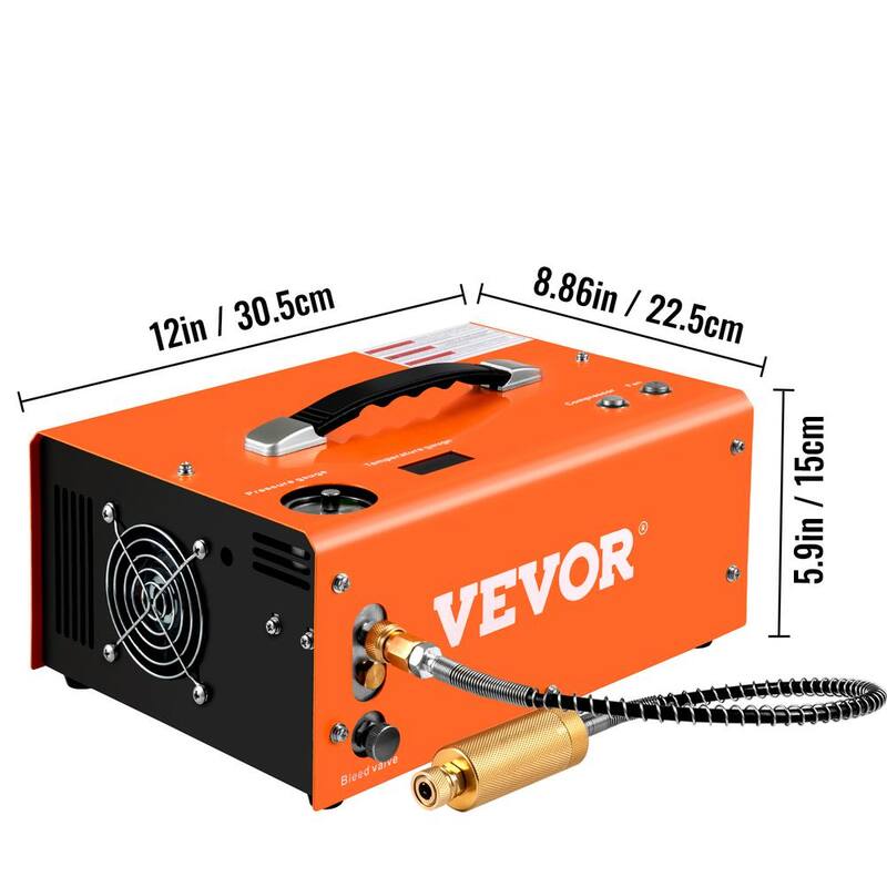 VEVOR PCP Air Rifle Pump 0.4 Gal. 4500 PSI Portable Electric Pancake Air Compressor 110/220-Volt AC with Built-in Adapter&Fan - G220V110V12V-8ZGGV1