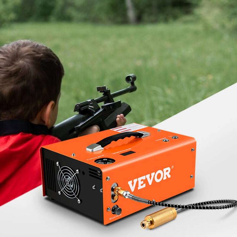VEVOR PCP Air Rifle Pump 0.4 Gal. 4500 PSI Portable Electric Pancake Air Compressor 110/220-Volt AC with Built-in Adapter&Fan - G220V110V12V-8ZGGV1