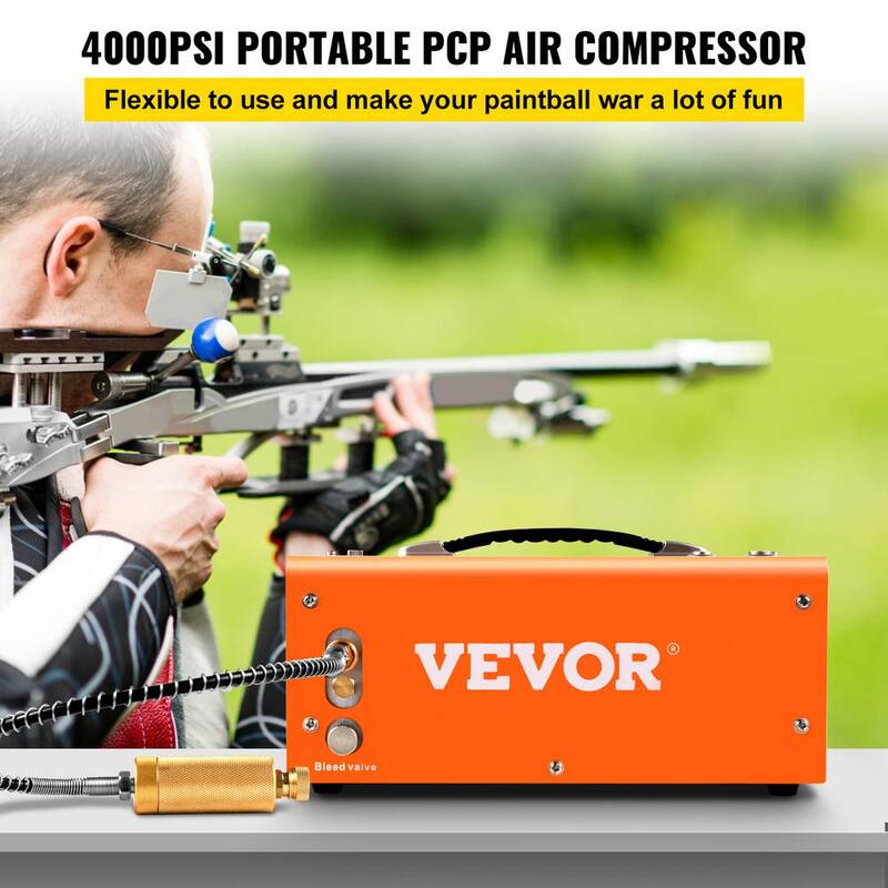 VEVOR PCP Air Rifle Pump 0.4 Gal. 4500 PSI Portable Electric Pancake Air Compressor 110/220-Volt AC with Built-in Adapter&Fan - G220V110V12V-8ZGGV1