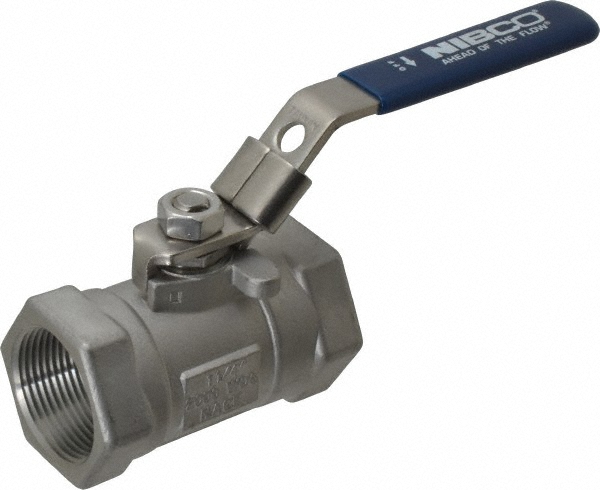 NIBCO Standard Manual Ball Valve: 1-1/4" Pipe, Reduced Port - NL943KBP