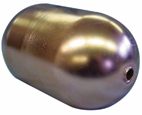 Made in USA 4" Diam x 7" Long, Oblong, Tubed Through Connection, Metal Float - OC4X723T12