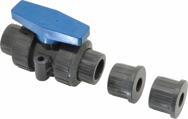 Plast-O-Matic True Union Manual Ball Valve: 1/2" Pipe, Full Port - MBV050VT-PV