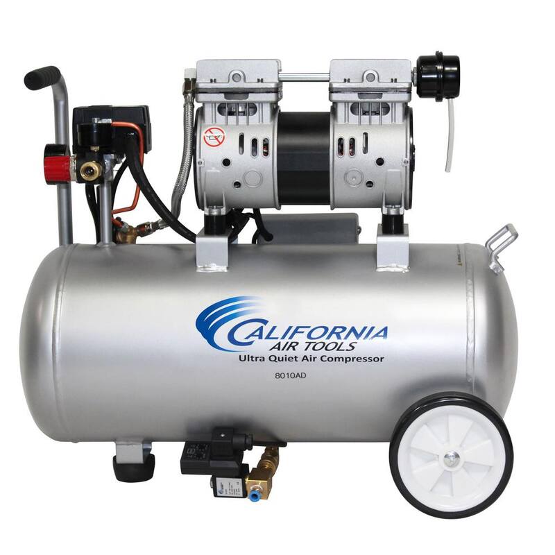 California Air Tools 8 Gal. 1 HP 120 PSI Ultra Quiet and Oil-Free Electric Horizontal Tank Air Compressor with Automatic Drain - 8010AD