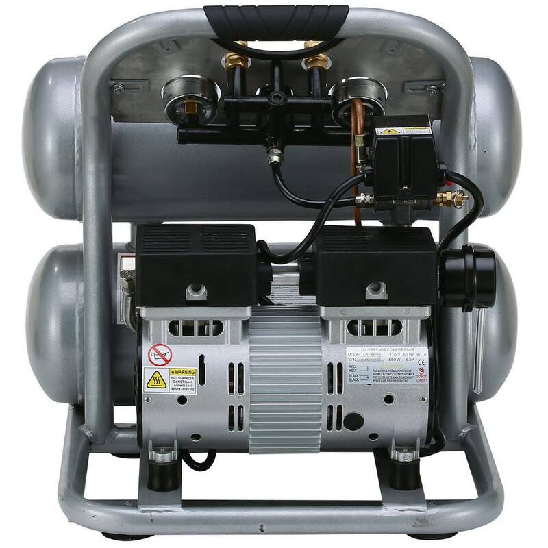California Air Tools 4610S Ultra Quiet and Oil-Free 1.0 HP, 4.6 Gal. Steel Twin Tank Electric Portable Air Compressor - CAT-4610S