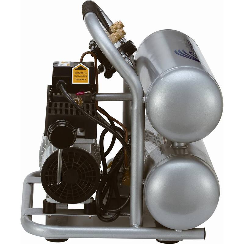 California Air Tools 4610S Ultra Quiet and Oil-Free 1.0 HP, 4.6 Gal. Steel Twin Tank Electric Portable Air Compressor - CAT-4610S