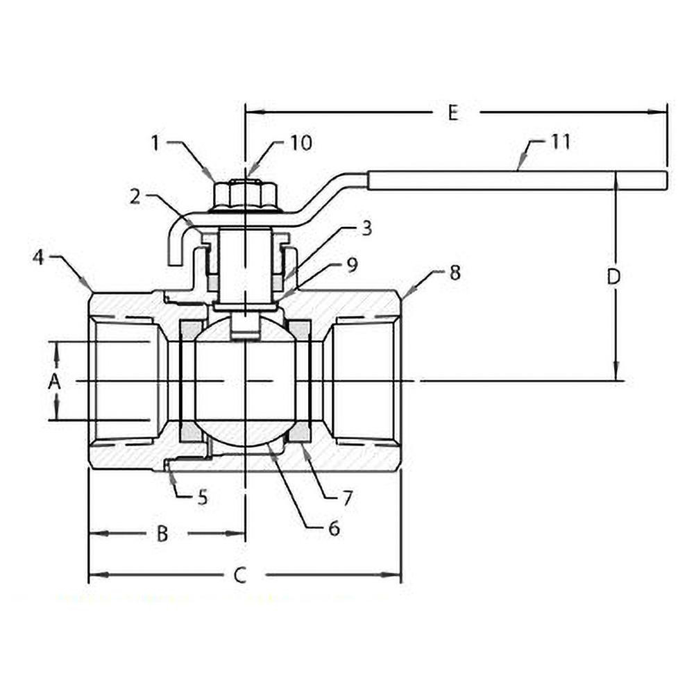 Apollo® Manual Ball Valve: 1-1/2" Pipe, Standard Port, Forged Carbon Steel - 73A1472764