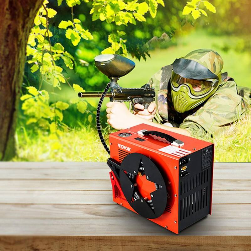 VEVOR PCP Air Rifle Pump 0.4 Gal. 4500Psi Portable Electric Air Compressor 30Mpa Auto-stop with Built-in Water/Oil Adapter Fan - G220V110V12V-VB18V5