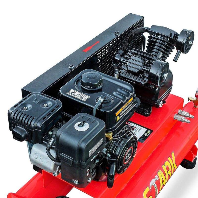 Stark 10 Gal. 6.5 HP Portable Gas-Powered Twin Stack Air Compressor with Built-In Handles - 65152-H1