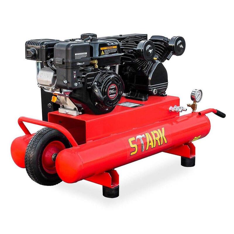 Stark 10 Gal. 6.5 HP Portable Gas-Powered Twin Stack Air Compressor with Built-In Handles - 65152-H1