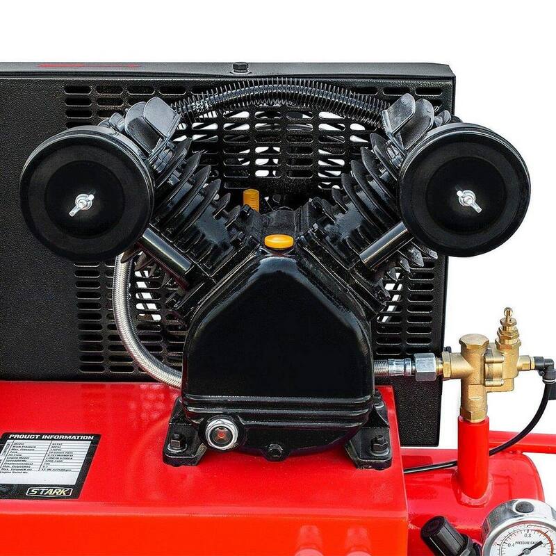 Stark 10 Gal. 6.5 HP Portable Gas-Powered Twin Stack Air Compressor with Built-In Handles - 65152-H1