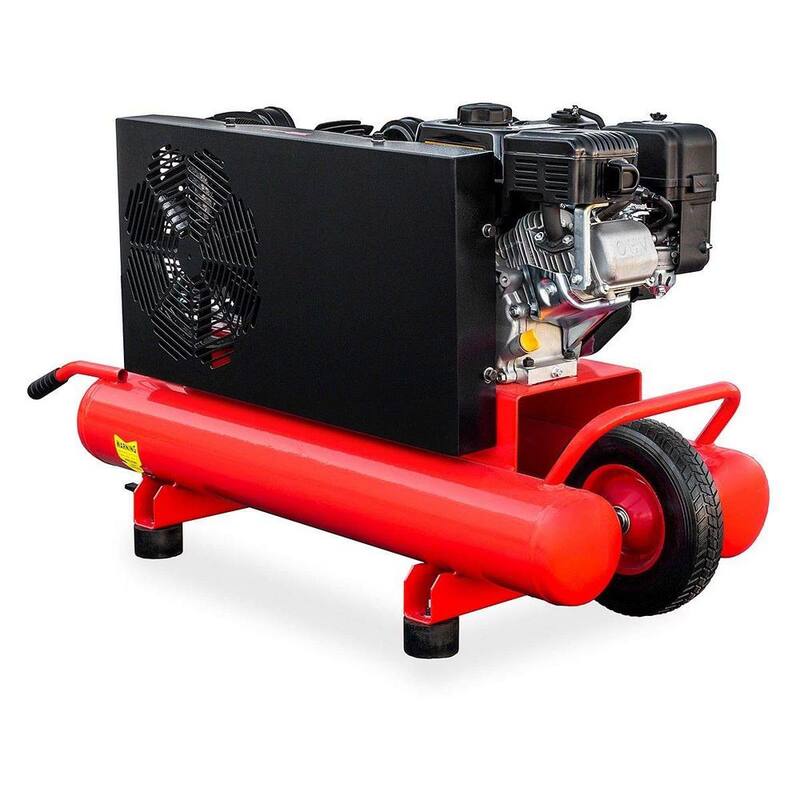 Stark 10 Gal. 6.5 HP Portable Gas-Powered Twin Stack Air Compressor with Built-In Handles - 65152-H1