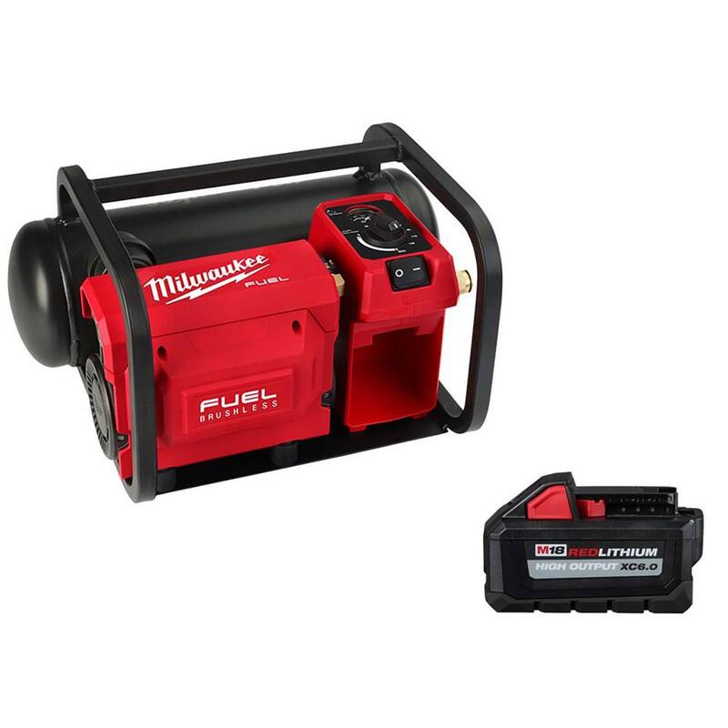 Milwaukee M18 FUEL 18-Volt Brushless Cordless 2 Gal. Electric Quiet Compact Air Compressor w/M18 High Output Battery Pack 6.0Ah - 2840-20-48-11-1865