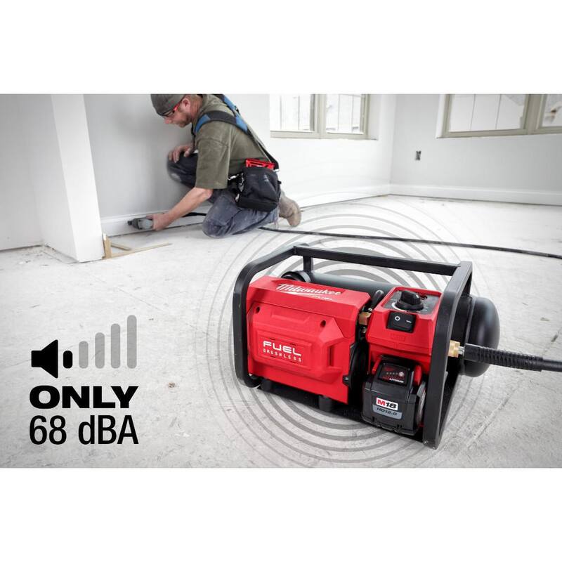 Milwaukee M18 FUEL 18-Volt Brushless Cordless 2 Gal. Electric Quiet Compact Air Compressor w/M18 High Output Battery Pack 6.0Ah - 2840-20-48-11-1865