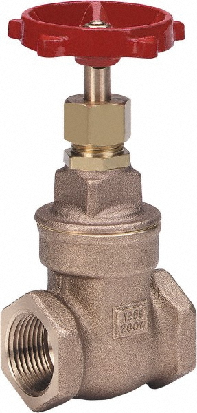 Milwaukee Valve Gate Valve: Non-Rising Stem, 1" Pipe, Threaded (NPT), Bronze - 105-100