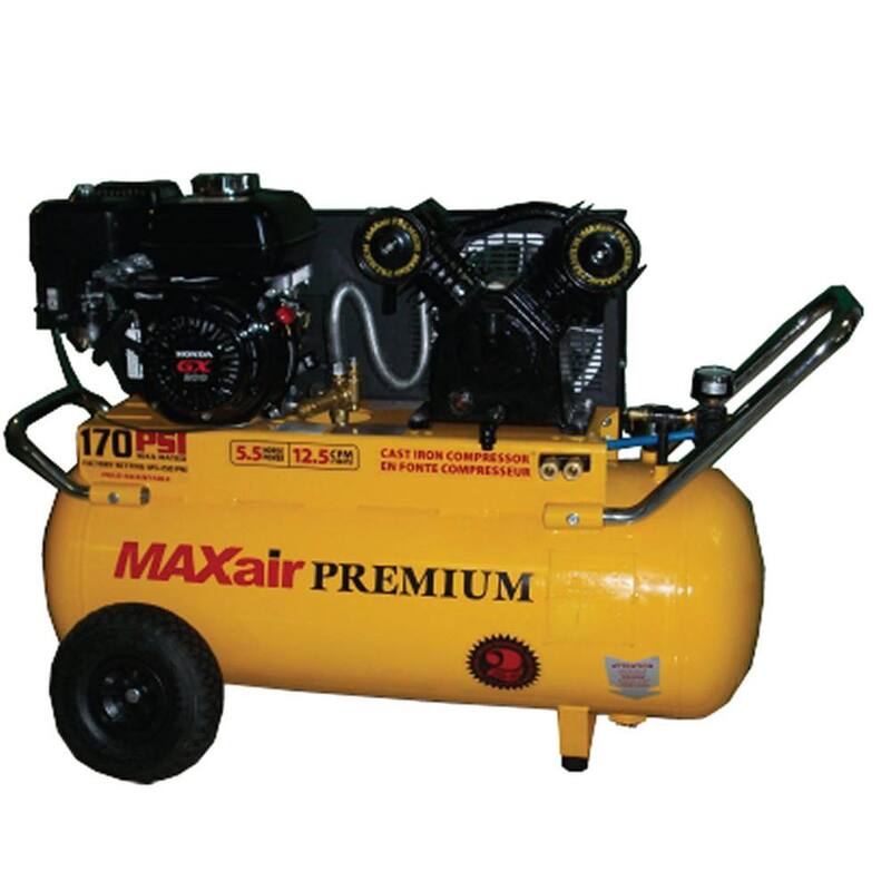 Maxair Premium Industrial 25 Gal. 5.5 HP Honda Engine Portable Electric Start Air Compressor - P55GE25H1-MAP