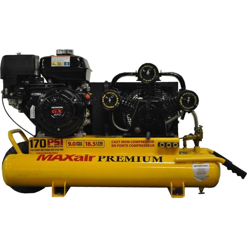 Maxair Wheelbarrow Premium Industrial 10-Gal. 9 HP GX270 Honda Engine Portable Electric Start Air Compressor - TT90GE-MAP