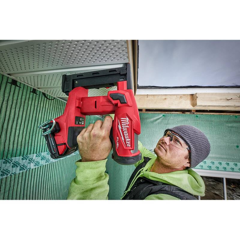 Milwaukee M18 FUEL 18-Volt Brushless Cordless 2 Gal. Electric Compact Quiet Air Compressor with 18-Gauge Narrow Crown Stapler - 2840-20-2749-20