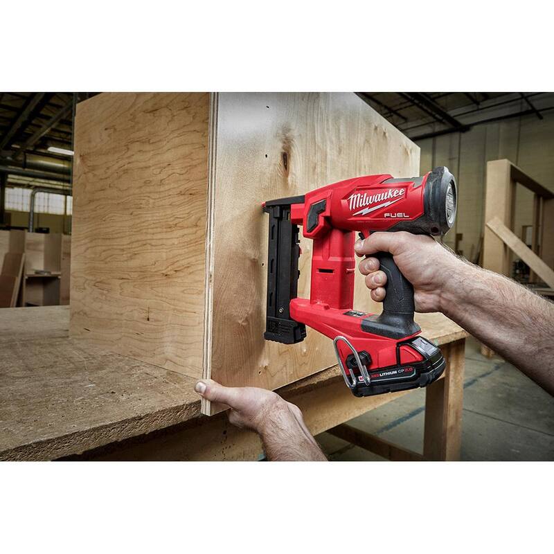Milwaukee M18 FUEL 18-Volt Brushless Cordless 2 Gal. Electric Compact Quiet Air Compressor with 18-Gauge Narrow Crown Stapler - 2840-20-2749-20