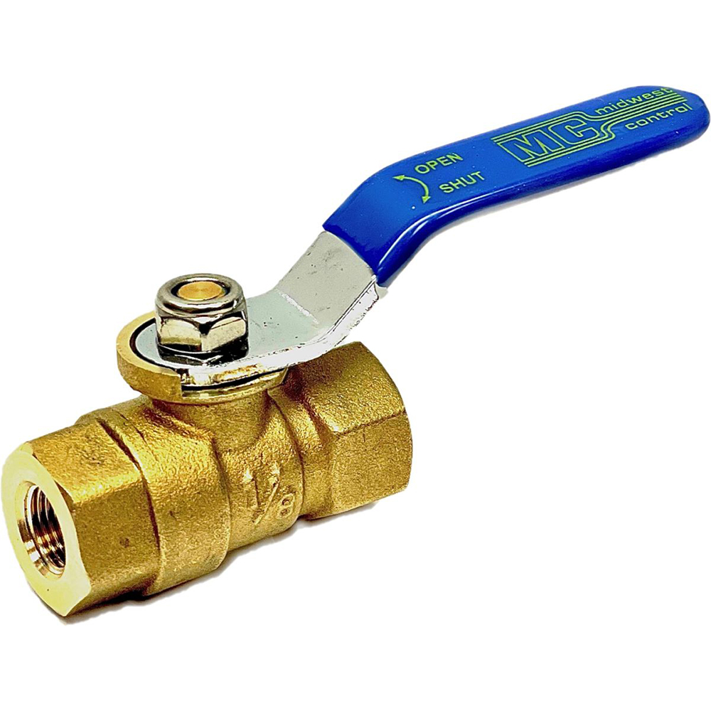 Midwest Control Miniature Manual Ball Valve: Full Port, Brass - BVRM-25Y