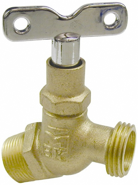 B&K Mueller 3/4" Pipe, 125 psi WOG Rating, Brass Hose Bibb, Stop Valve - 102-434HC