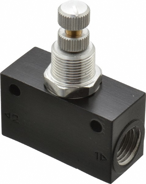 Made in USA Needle Valve: Angled, 1/2" Pipe, NPT End, Alloy Body - 67550022
