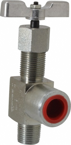 Made in USA Needle Valve: Angled, 1/2" Pipe, NPT End, Alloy Body - 67550022