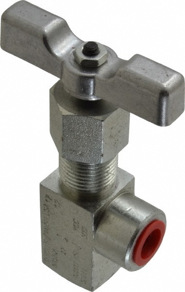Made in USA Needle Valve: Angled, 1/2" Pipe, NPT End, Alloy Body - 67550022