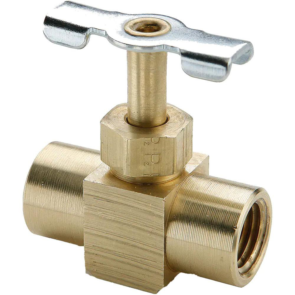 Made in USA Needle Valve: Angled, 1/2" Pipe, NPT End, Alloy Body - 67550022