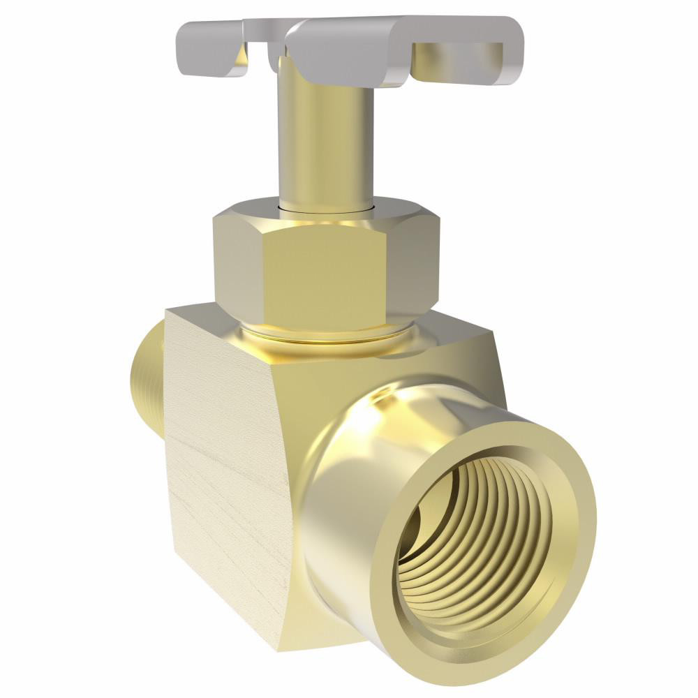 Eaton Needle Valve: Straight, 1/4" Pipe, FNPTF x MNPTF End, Brass Body - 6825