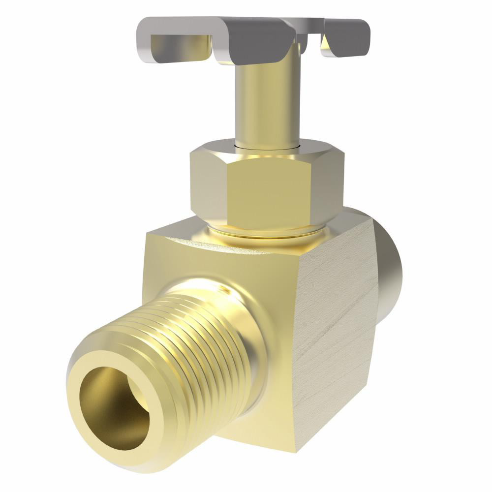 Eaton Needle Valve: Straight, 1/4" Pipe, FNPTF x MNPTF End, Brass Body - 6825