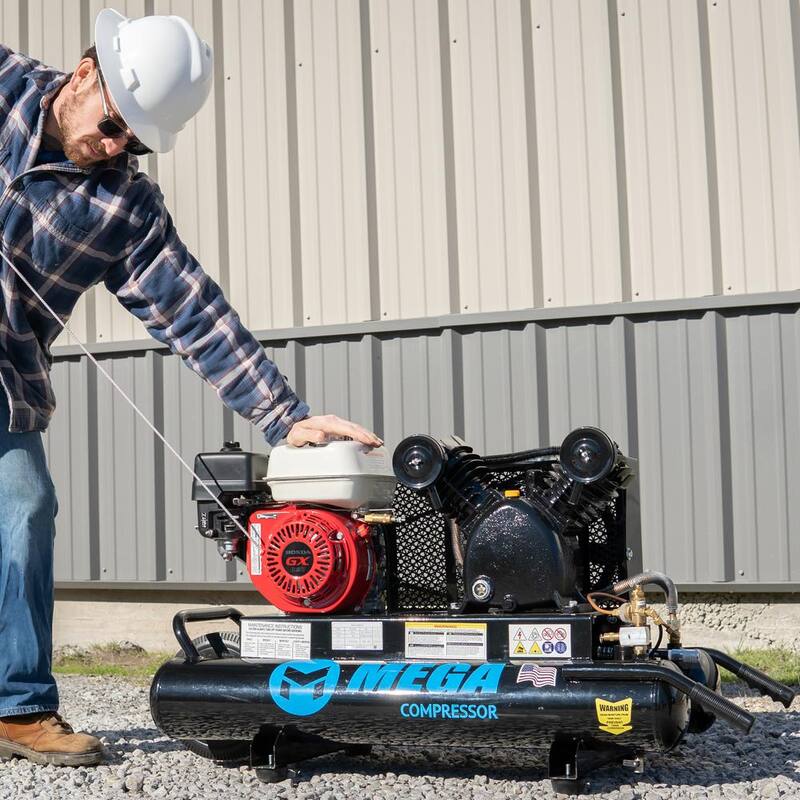 Mega Compressor 10 Gal. 5.5 HP 150 PSI Portable Wheelbarrow Gas Air Compressor - MP-5510G