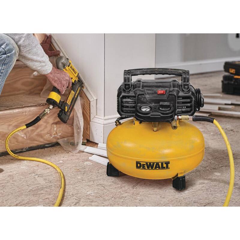 DEWALT 6 Gal. 18-Gauge Brad Nailer and Heavy-Duty Pancake Electric Air Compressor Combo Kit and 20V Compact Cordless Task Light - DWFP1KITW077B