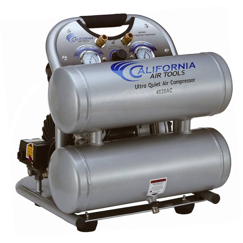 California Air Tools 4620AC-22060 Ultra Quiet and Oil-Free 2.0 Hp, 4.0 Gal. Aluminum Twin Tank Electric Portable Air Compress - 4620AC-22060