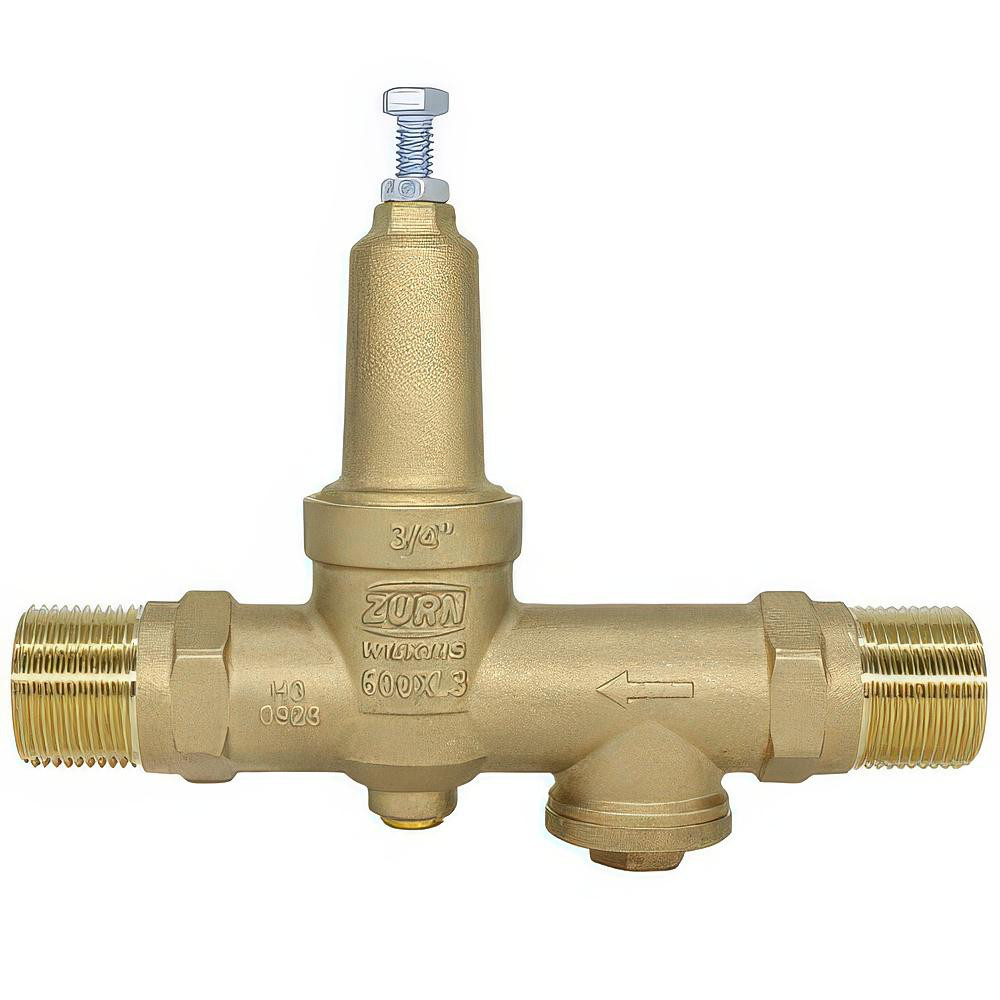 Zurn Pressure Reducing Valves: Pipe Size: 0.75; End Connection: Male Meter x Male Meter; Body Material: Bronze - 34-600XL3DM