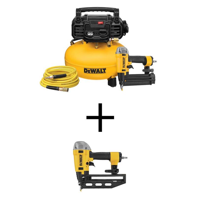 DEWALT 6 Gal. 165 PSI Heavy-Duty Electric Pancake Air Compressor, 18-Gauge Brad Nailer and 16-Gauge 2-1/2 in. Nailer - DWFP1KITW917