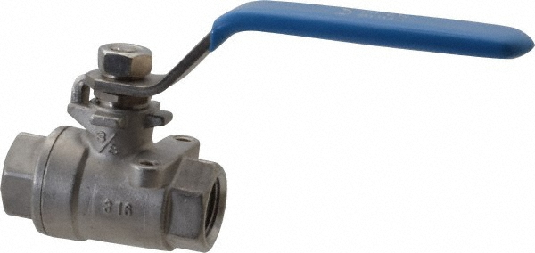 Midwest Control Standard Manual Ball Valve: 3/8" Pipe, Full Port, Stainless Steel - SSVM-38NLH