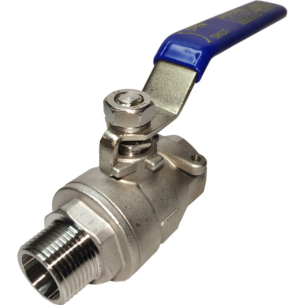Midwest Control Standard Manual Ball Valve: 3/8" Pipe, Full Port, Stainless Steel - SSVM-38NLH