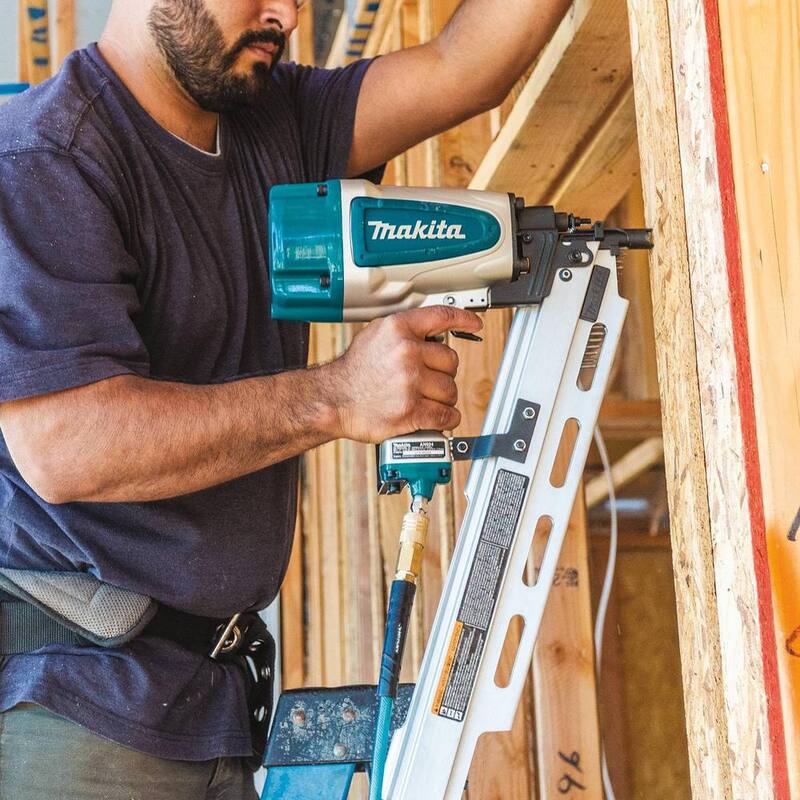 Makita 5.2 Gal. 3.0 HP Electric Single Tank Air Compressor with 3-1/2 in. 21-Degree Pneumatic Full Round Framing Nailer - MAC5200-AN924