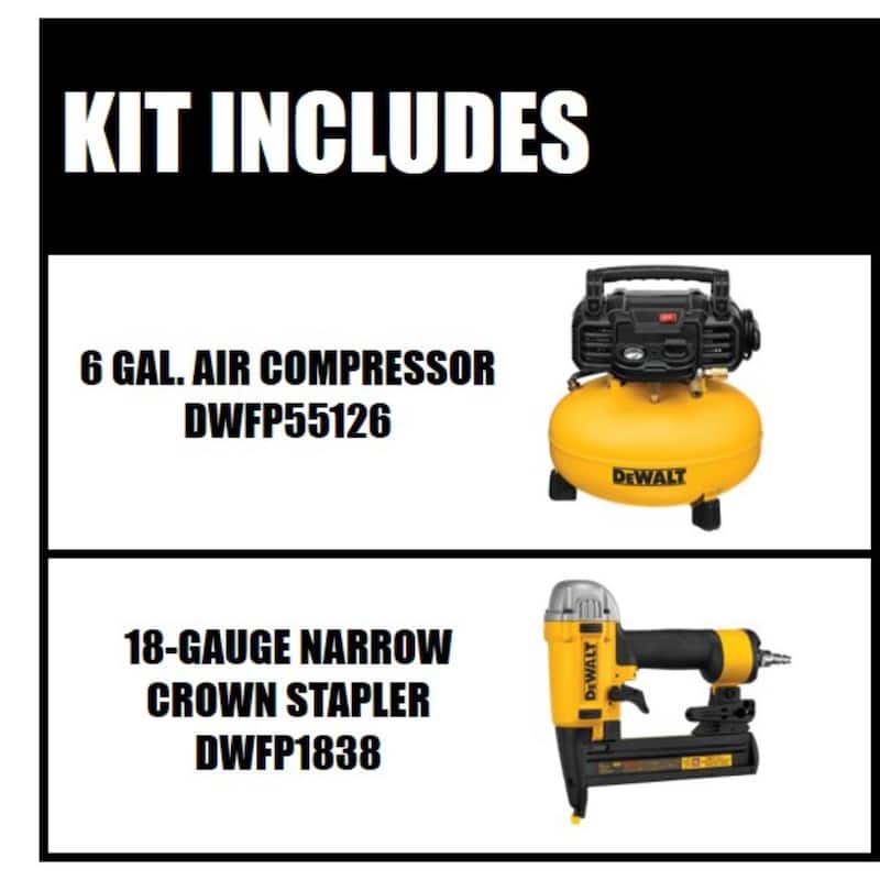 DEWALT 6 Gal. 165 PSI Portable Electric Air Compressor and 18-Gauge Pneumatic 1/4 in. Crown Stapler - DWFP55126wcs
