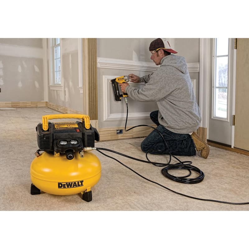 DEWALT 6 Gal. 165 PSI Portable Electric Air Compressor and 18-Gauge Pneumatic 1/4 in. Crown Stapler - DWFP55126wcs