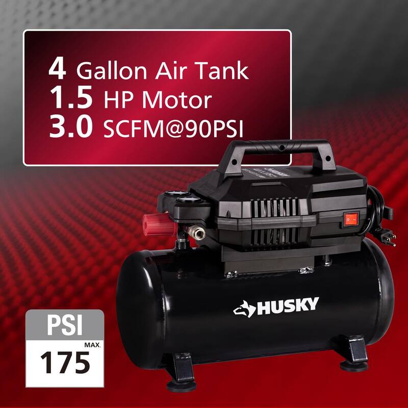 Husky 4 Gallon 175 PSI Electric Hot Dog Air Compressor Combo Kit - 0200442A