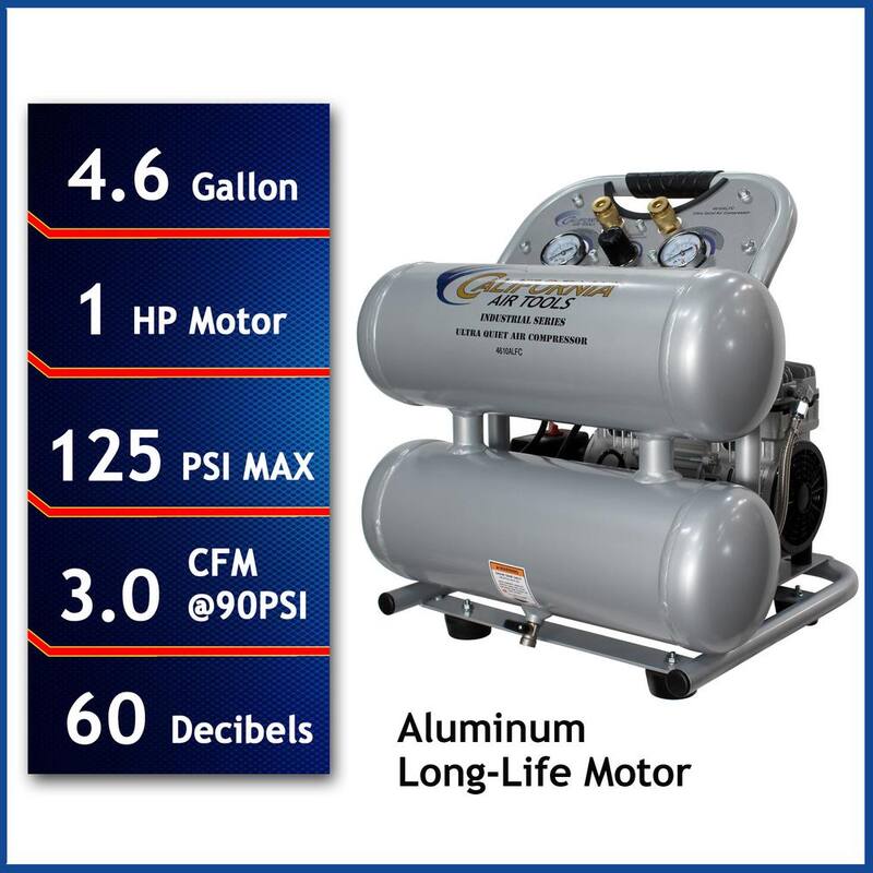 California Air Tools 4.6-Gal. 1 HP Ultra Quiet Oil-Free and Lightweight Electric Air Compressor - 4610ALFC