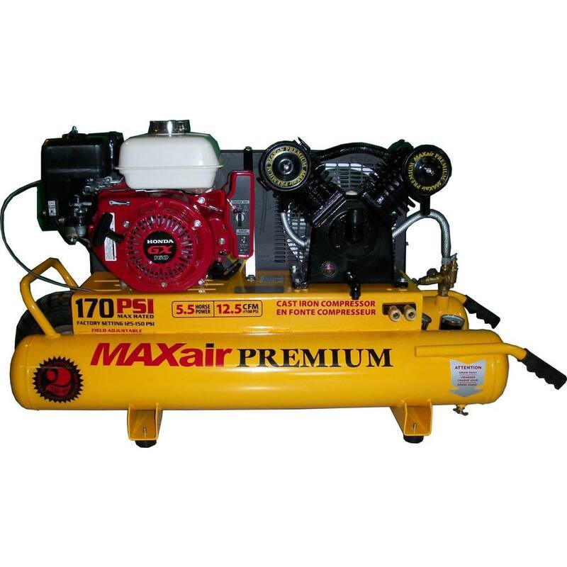 Maxair Wheelbarrow Premium Industrial 10-Gal. 5.5 HP Gas Honda Air Compressor - TT55GE-MAP