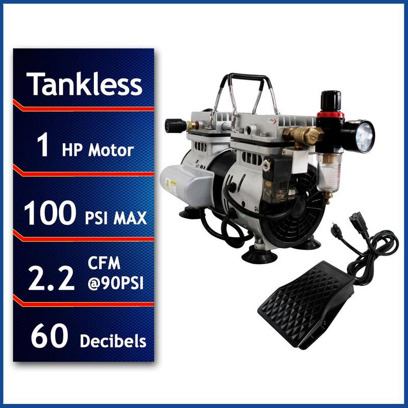 California Air Tools Tankless Portable 1.0 HP Ultra Quiet and Oil-Free Electric Air Compressor - 10TL